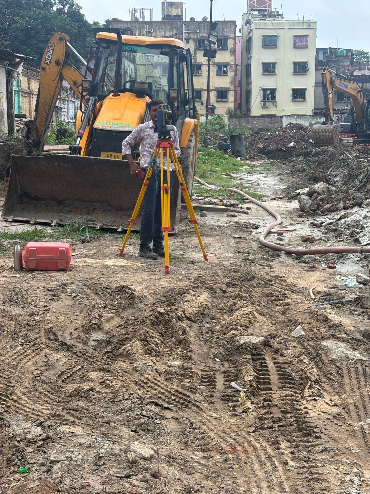 Survey total station on site